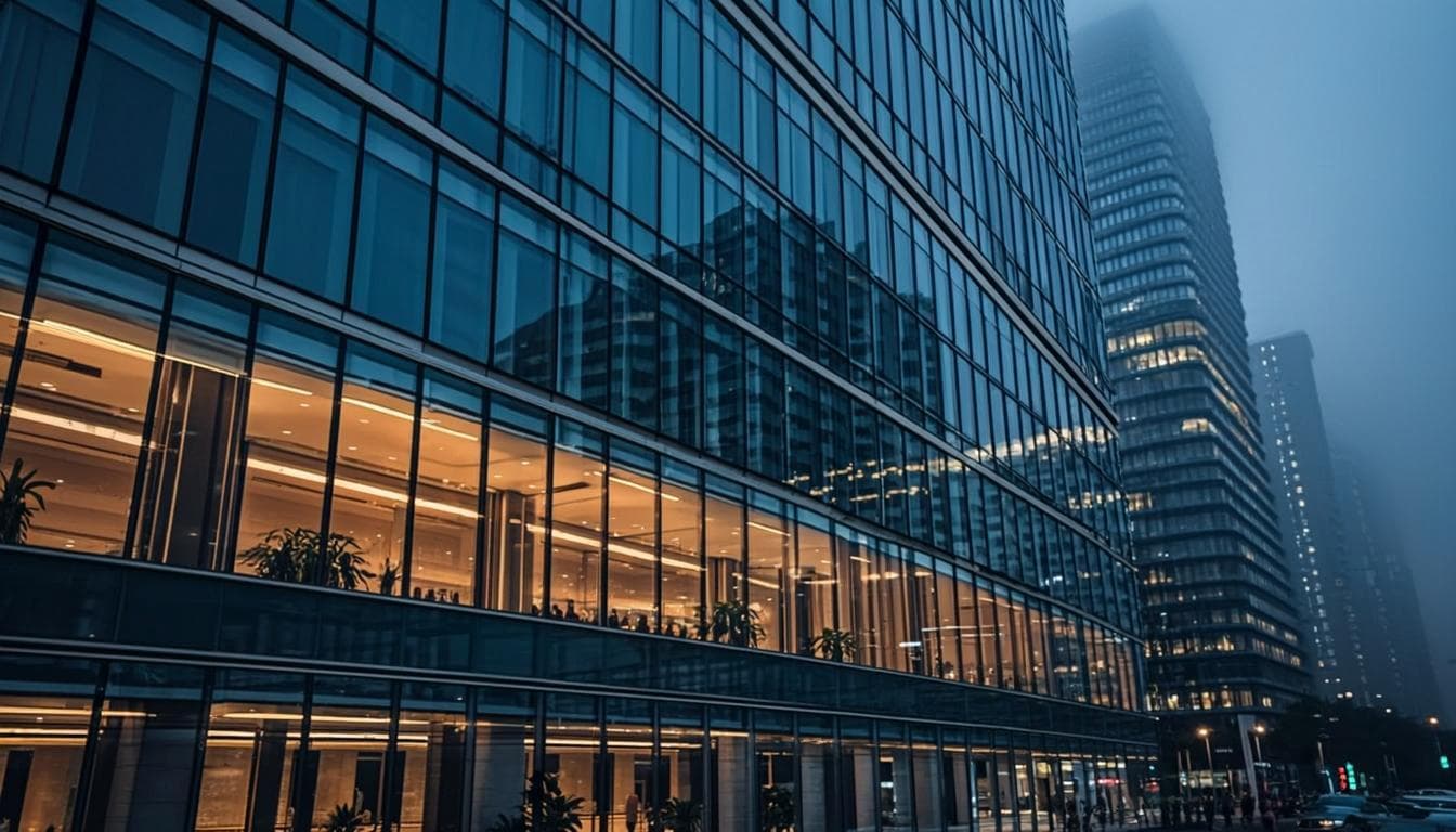 Modern financial district towers